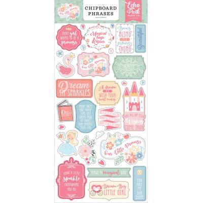 Echo Park Our Little Princess Sticker - Chipboard Phrases